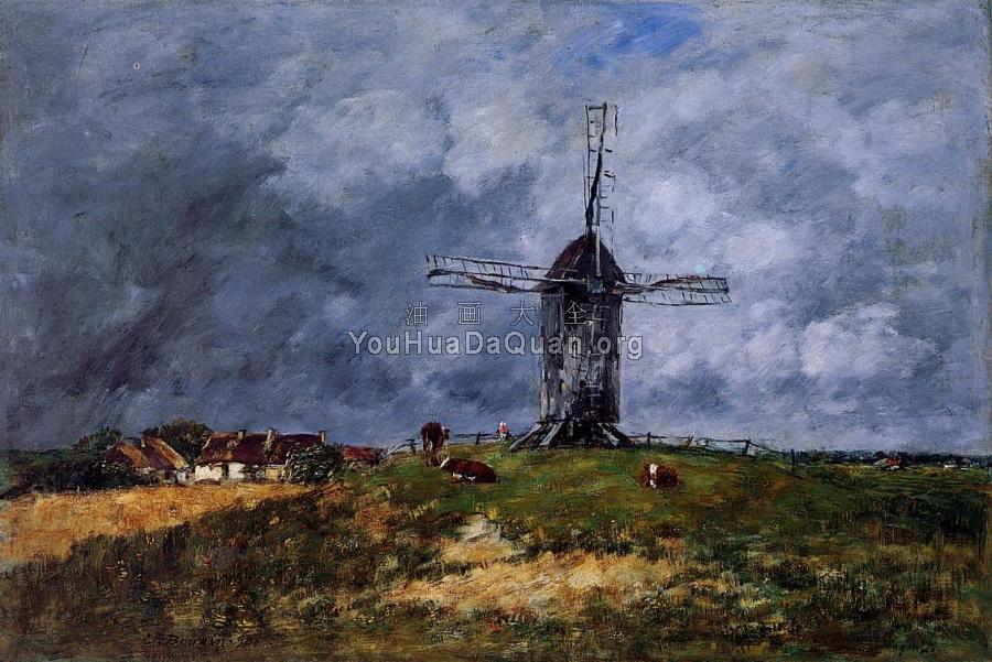 Cayeux, Windmill in the Countryside, Morning - 尤金·布丹